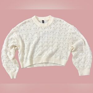 H&M Cream Textured Knit Sweater
